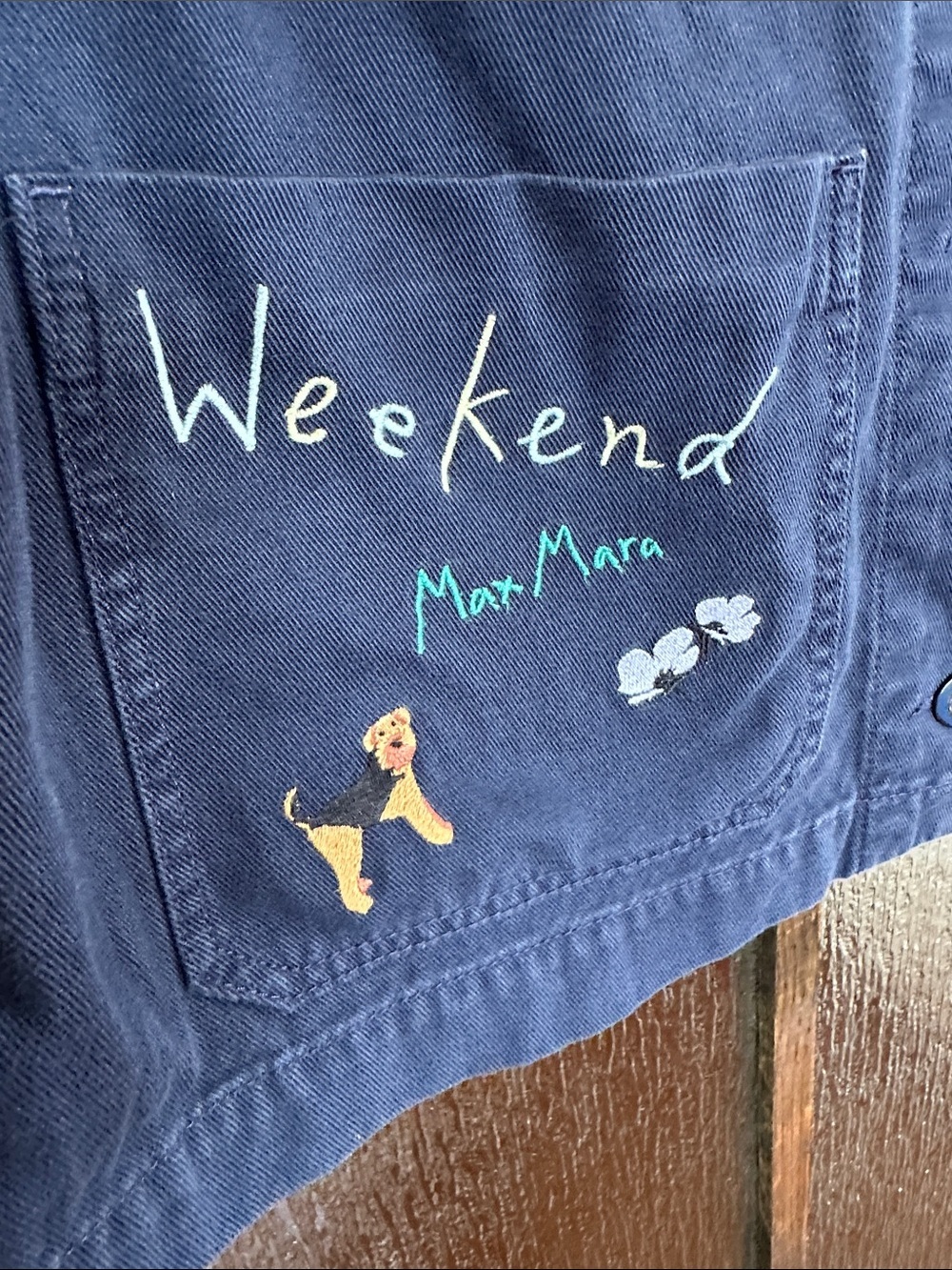 Weekend Max Mara Navy Embroidered Utility Cropped Jacket size 10. - Picture 10 of 15